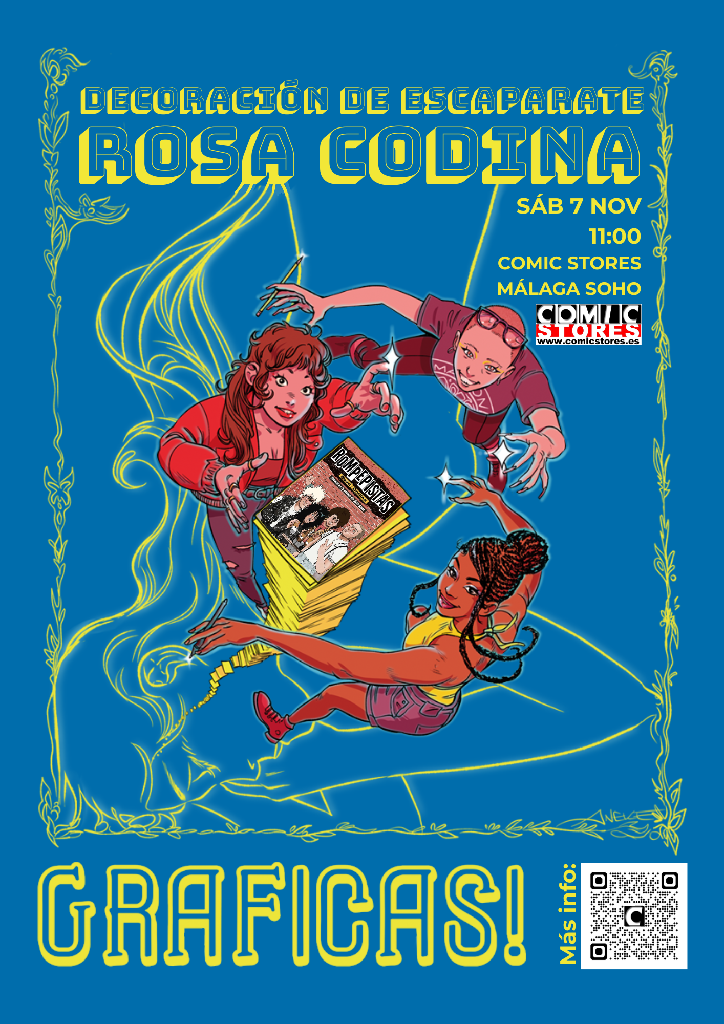 Cartel de la decoración del escaparate con Rosa Codina