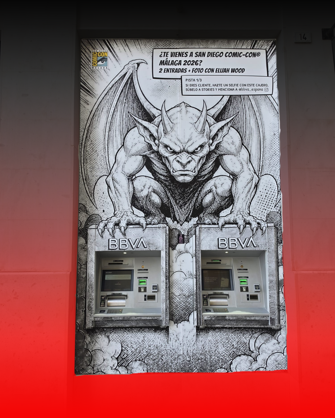 Primer cajero BBVA transformado en cómic para la promoción de San Diego Comic-Con Málaga