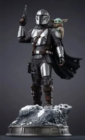 STAR WARS THE MANDALORIAN ESTATUA MANDO Y GROGU 25 CM