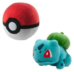 POKEMON PELUCHE BULBASAUR CON POKE BALL 15 CM                              