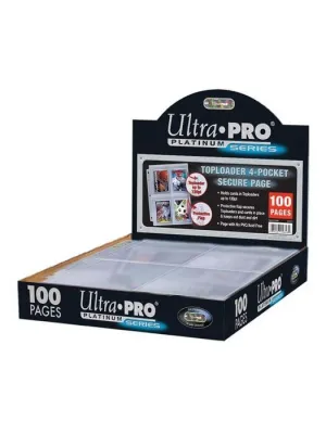 HOJAS 4 BOLSILLOS PLATINUM ULTRA PRO PARA TOPLOADERS - PAQUETE DE 100