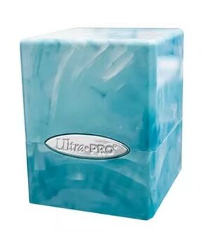 DECK BOX SATIN CUBE MARBLE AZUL CLARO / BLANCO (100) ULTRA PRO