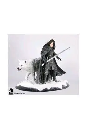JUEGO DE TRONOS JON NIEVE Y FANTASMA ESTATUA RESINA 33 CM                  