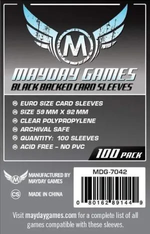 FUNDAS MAYDAY EUROGAME NEGRAS 59MM X 92MM JUEGOS TABLERO                   