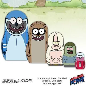 REGULAR SHOW MATRIOSKAS SET DE 5 FIGURAS DE MADERA APILABLES               