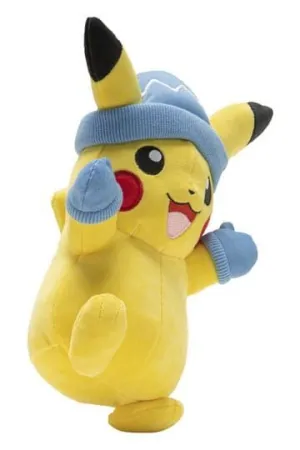 POKÉMON PELUCHE PIKACHU CON GORRO Y MANOPLAS DE INVIERNO 20 CM