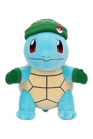 POKÉMON PELUCHE SQUIRTLE CON GORRO VERDE Y MANOPLAS 20 CM