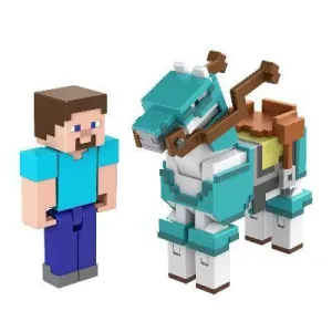 MINECRAFT FIG 8 CM STEVE Y CABALLO CON ARMADURA