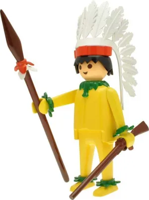 PLAYMOBIL FIGURA RESINA 25 CM JEFE INDIO AMARILLO COLLECTION NOSTALGIE     
