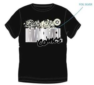 MARVEL CAMISETA LOGO CON SUPERHEROES EN PLATEADO FOIL XXL                  