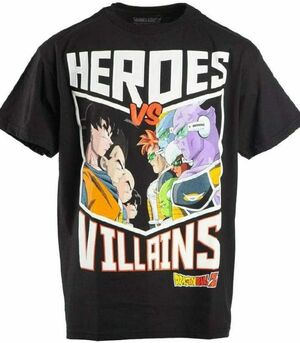 DRAGON BALL Z CAMISETA NEGRA HEROES VS VILLAINS L