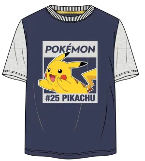 POKEMON CAMISETA AZUL/GRIS #25 PIKACHU L