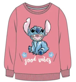 LILO Y STITCH SUDADERA MUJER ROSA GOOD VIBES L