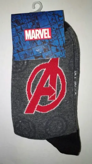 LOS VENGADORES CALCETINES ADULTO GRIS LOGO