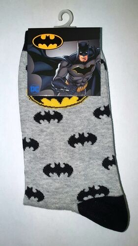 BATMAN CALCETINES ADULTO GRIS LOGO