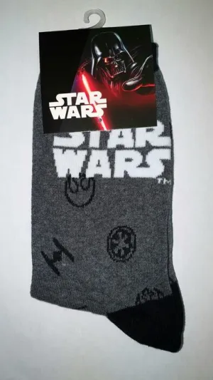 STAR WARS CALCETINES ADULTO GRIS TIE Y X-WING