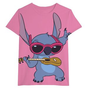 LILO Y STITCH CAMISETA ROSA STITCH CON UKELELE S