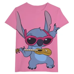 LILO Y STITCH CAMISETA ROSA STITCH CON UKELELE M