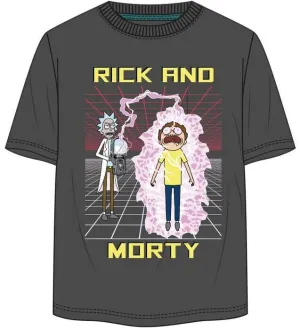 RICK Y MORTY CAMISETA GRIS RAYO ROSA L