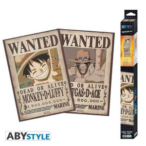 POSTER ONE PIECE WANTED LUFFY & ACE (SET 2 POSTERS) 52 X 35 CM             