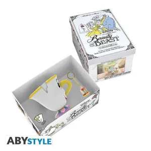 LA BELLA Y LA BESTIA SET DE REGALO PREMIUM TAZA 3D + LLAVERO 3D + PIN      