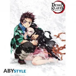 POSTER GUARDIANES DE LA NOCHE TANJIRO Y NEZUKO NIEVE (52X38)