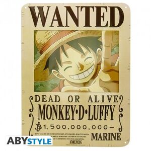 ONE PIECE PLACA DE METAL LUFFY WANTS NEW WORLD 28X38