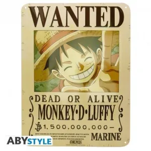 ONE PIECE PLACA DE METAL LUFFY WANTS NEW WORLD 28X38