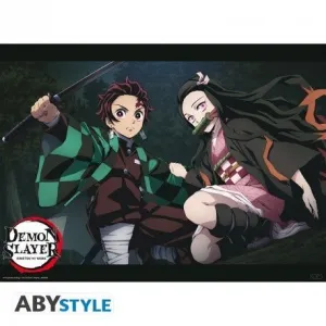 POSTER GUARDIANES DE LA NOCHE POSICIÓN DE PELEA DE TANJIRO Y NEZUKO
