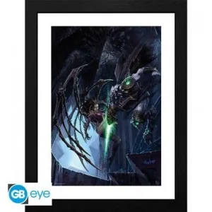 STARCRAFT LÁMINA ENMARCADA ZERATUL VS KERRIGAN 30X40