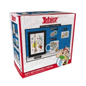 ASTERIX SET TAZA+IMÁN+MARCO KRAFT+INSIGNIAS DE BOTÓN