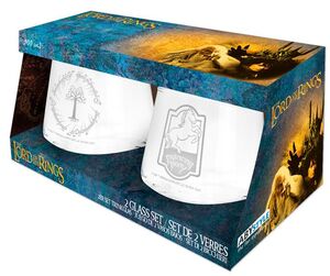 EL SEÑOR DE LOS ANILLOS JUEGO DE 2 VASOS PONEY ENCABRITADO Y ÁRBOL DE GONDOR