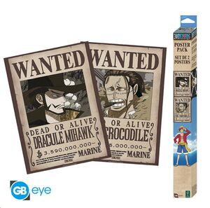 ONE PIECE SET 2 POSTERS CHIBI 52X38 SE BUSCAN MIHAWK Y CROCODILE