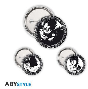 DEATH NOTE PAQUETE DE CHAPAS LIGHT, L & RYUK