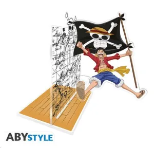 ONE PIECE SUJETALIBROS ACRYL LUFFY CON SU BANDERA