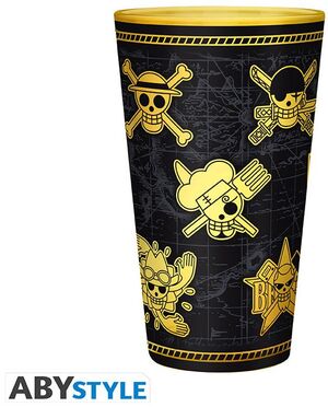 ONE PIECE VASO GRANDE PREMIUM 400 ML GOLD SKULLS
