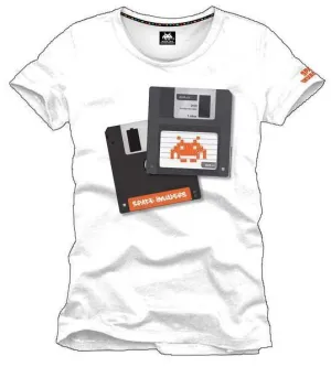 SPACE INVADERS CAMISETA FLOPPY DISKS BLANCA XL                             