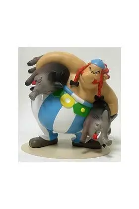 ASTERIX EL GALO OBELIX CON JABALIES ESTATUA RESINA 16 CM                   