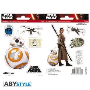 STAR WARS EPISODIO VII STICKERS 16 X 11 CM BB8 / REY                       