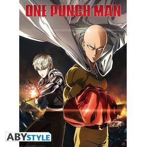 POSTER ONE PUNCH MAN SAITAMA Y GENOS 52 X 38 CM                            
