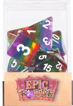 JUEGO DE 7 DADOS MULTIFORMATO ARCO IRIS