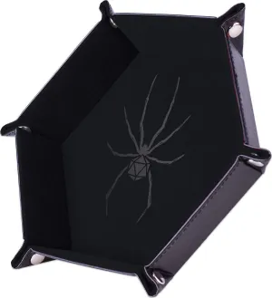 ARAÑA NEGRA. BANDEJA PARA DADOS PIEL Y TERCIOPELO 19X19 CM