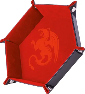 DRAGÓN ROJO. BANDEJA PARA DADOS PIEL Y TERCIOPELO 19X19 CM