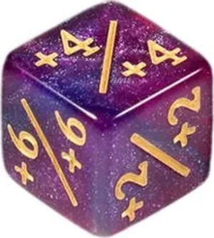 DADO D6 MODIFICADOR POSITIVO VIOLETA AZUL CON BRILLANTINA