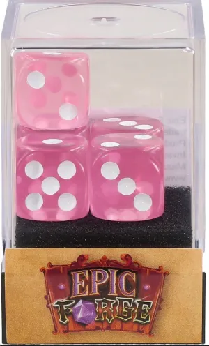 JUEGO DE 5 DADOS D6 ROSA TRANSPARENTE