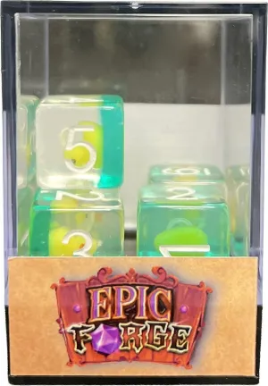 JUEGO DE 5 DADOS D6 PATO DE RESINA GAMA INSERT EN CAJA