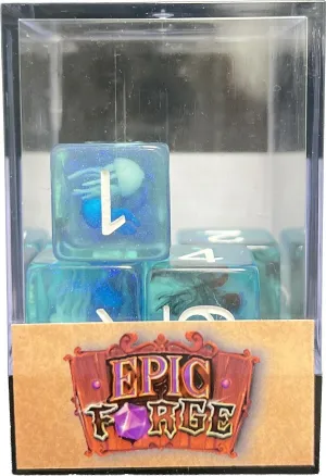 JUEGO DE 5 DADOS D6 MEDUSA DE RESINA GAMA INSERT EN CAJA