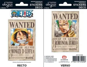 ONE PIECE MINI PEGATINAS 16X11CM WANTED LUFFY / ZORO                       