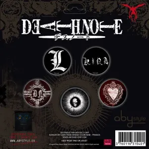 DEATH NOTE CHAPAS PACK SIMBOLOS (SET DE 5)                                 