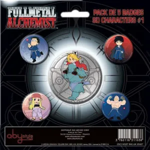 FULLMETAL ALCHEMIST CHAPAS PACK PERSONAJES #01 (SET DE 5)                  